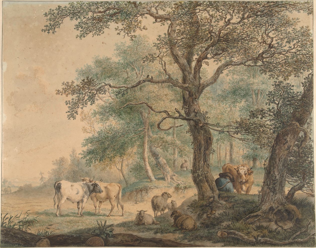 İki Çoban ve Sığırlarıyla Manzara by Pieter van Os