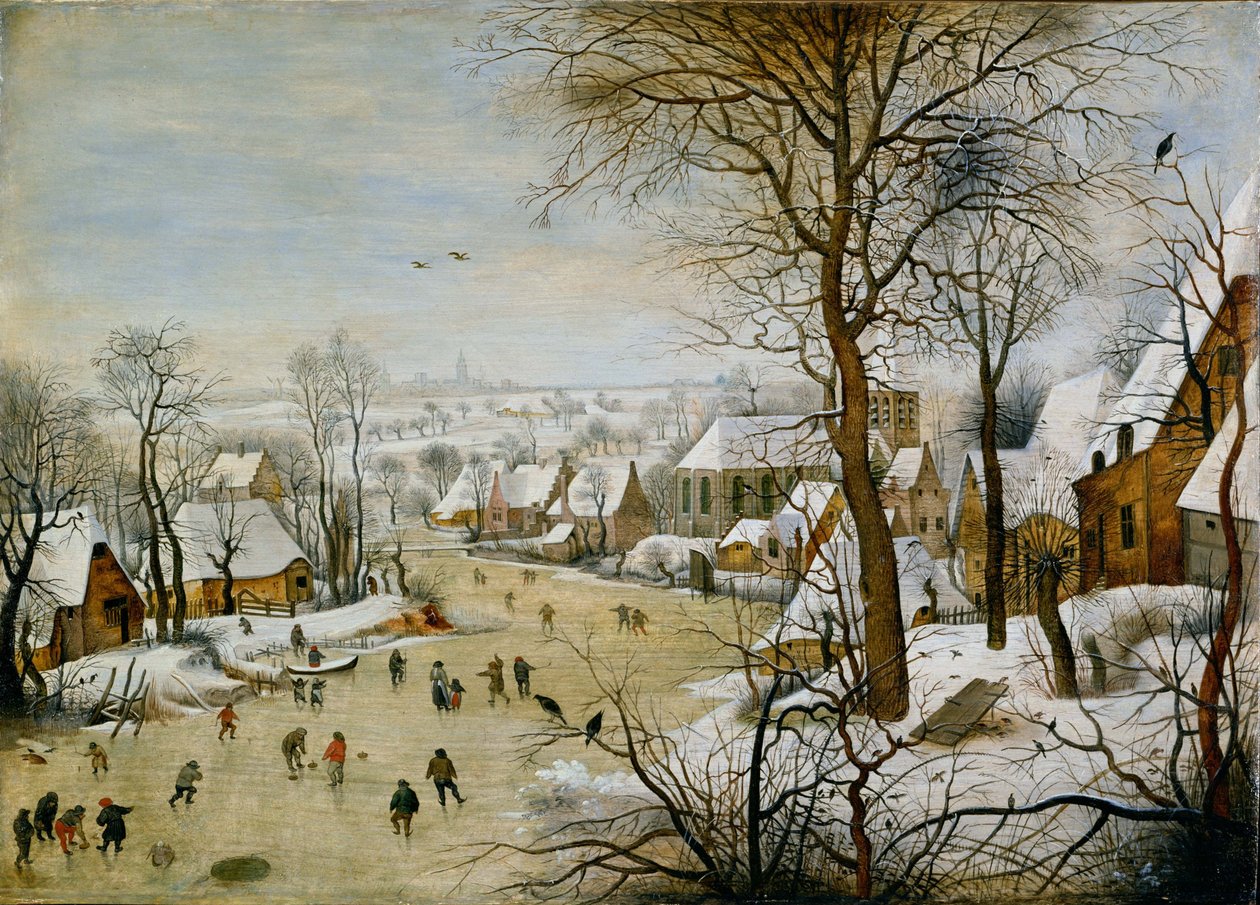 Kuş kapanı ile kış manzarası by Pieter Brueghel the Younger