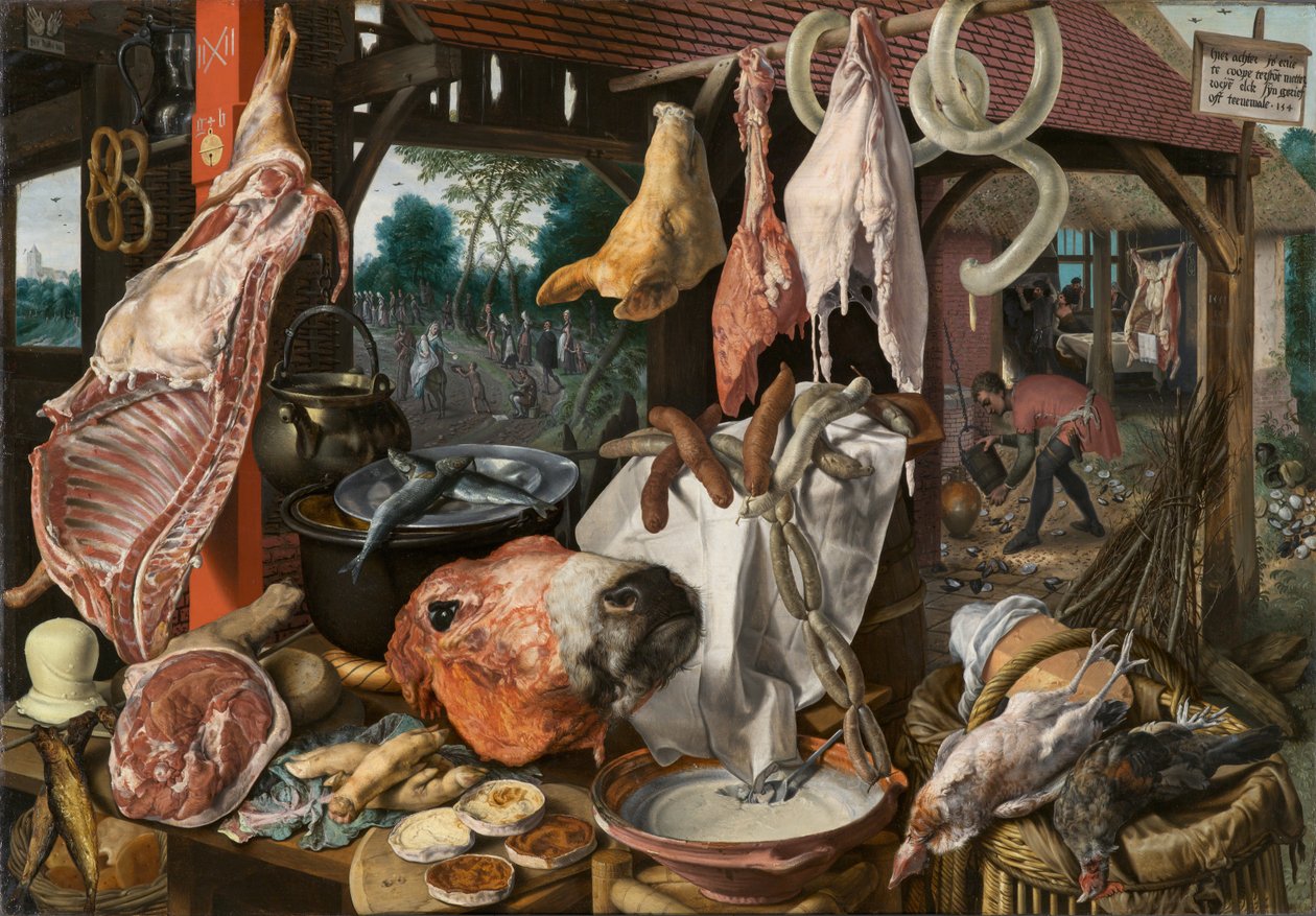 Kutsal Ailenin Sadaka Verdiği Bir Et Ahırı by Pieter Aertsen