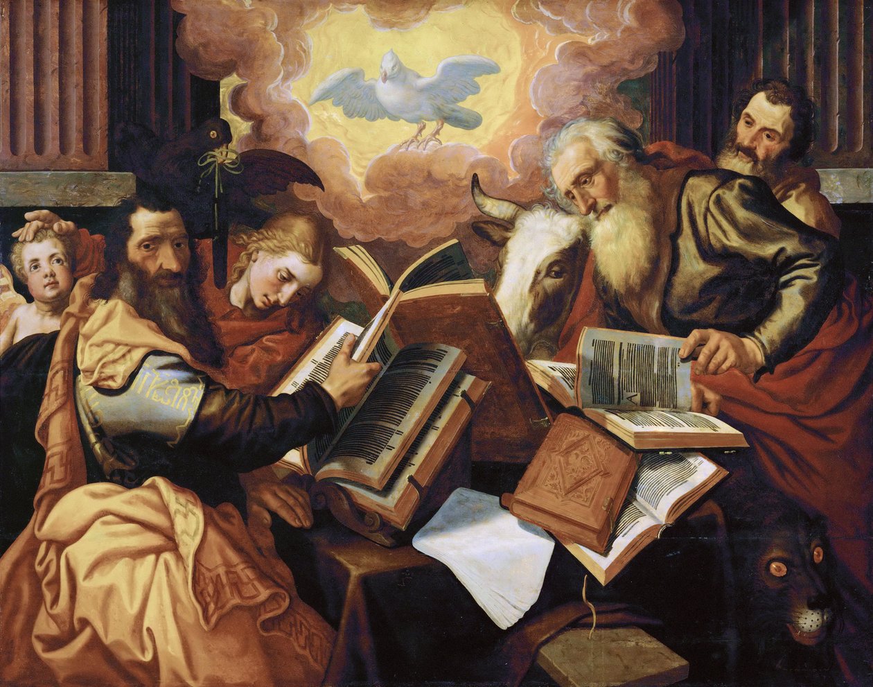 Dört Evangelist - Pieter Aertsen, dit Lange Pier (1508-1575). Ahşap üzerine yağlı boya, yaklaşık 1560-1565. Ebat : 113x143 cm. Sanat Tarihi Müzesi, Viyana by Pieter Aertsen