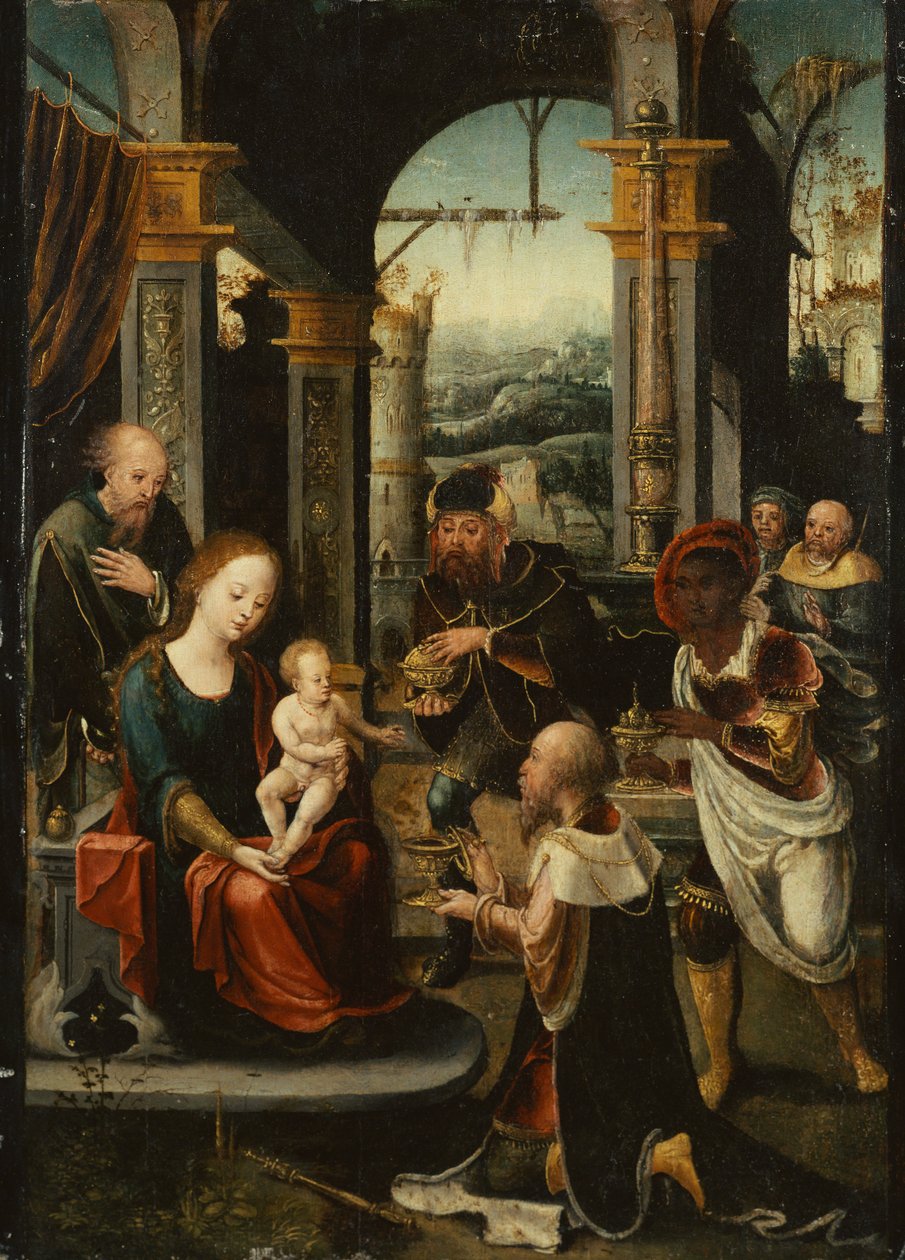 Kralların Hayranlığı (panelde yağlı boya) by Pieter (attr. to) Coecke van Aelst