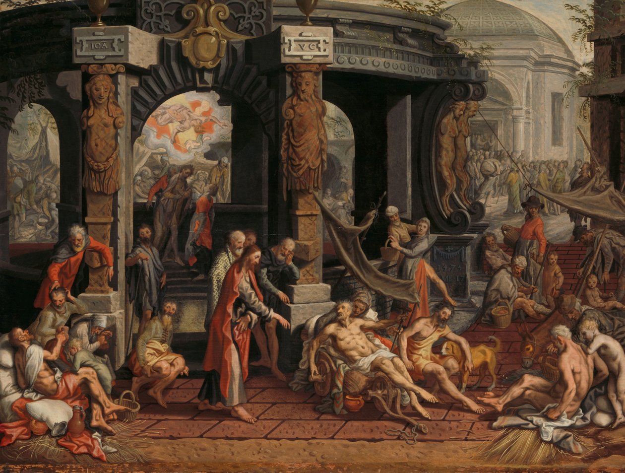 Felçlinin İyileşmesi, Bethesda Havuzu by Pieter Aertsen