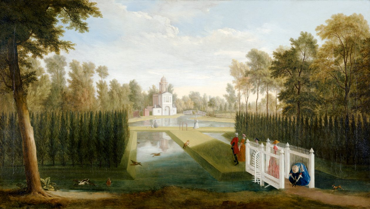 Bagnio (Cascina) Chiswick Evi'nin arkasına doğru Chiswick Bahçeleri'nden bir görünüm (tuval üzerine yağlı boya) by Pieter Andreas Rysbrack