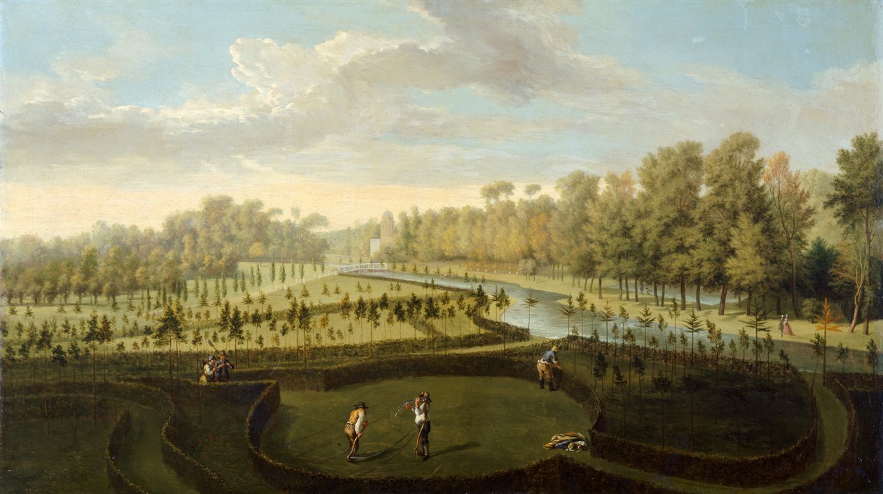 Batıdan Chiswick House'daki Bahçeler (panel üzerine yağlıboya) by Pieter Andreas Rysbrack