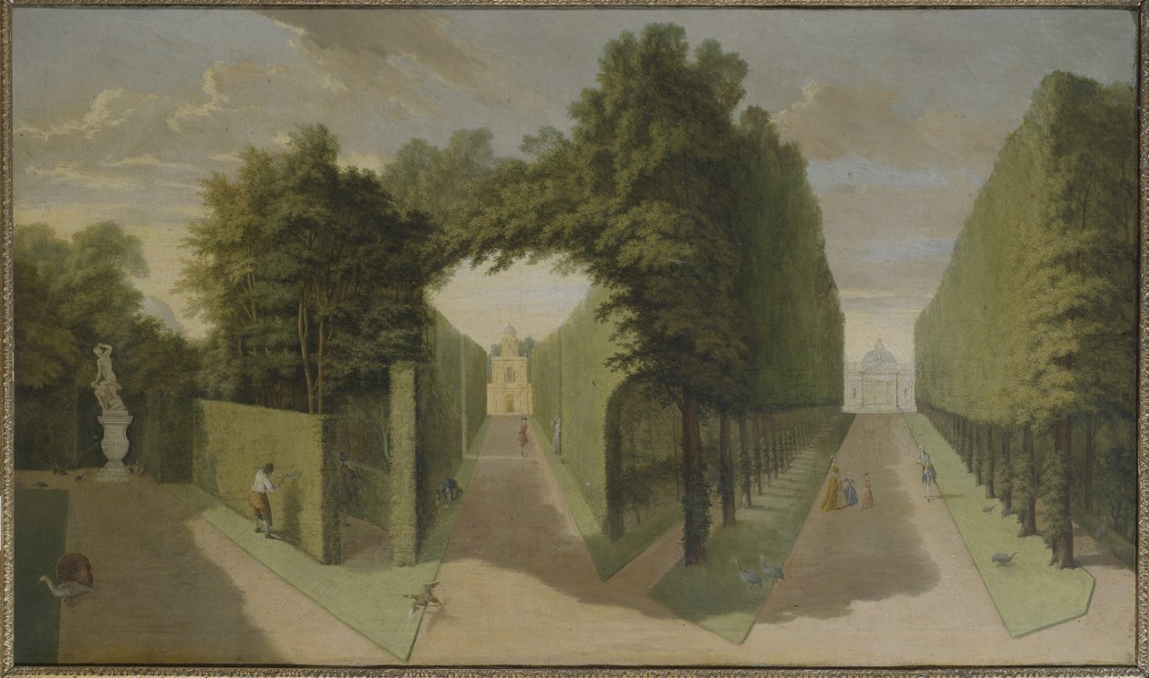 Bagnio ve Comed Building sokaklarının görünümü, Chiswick Villa (tuval üzerine yağlı boya) by Pieter Andreas Rysbrack