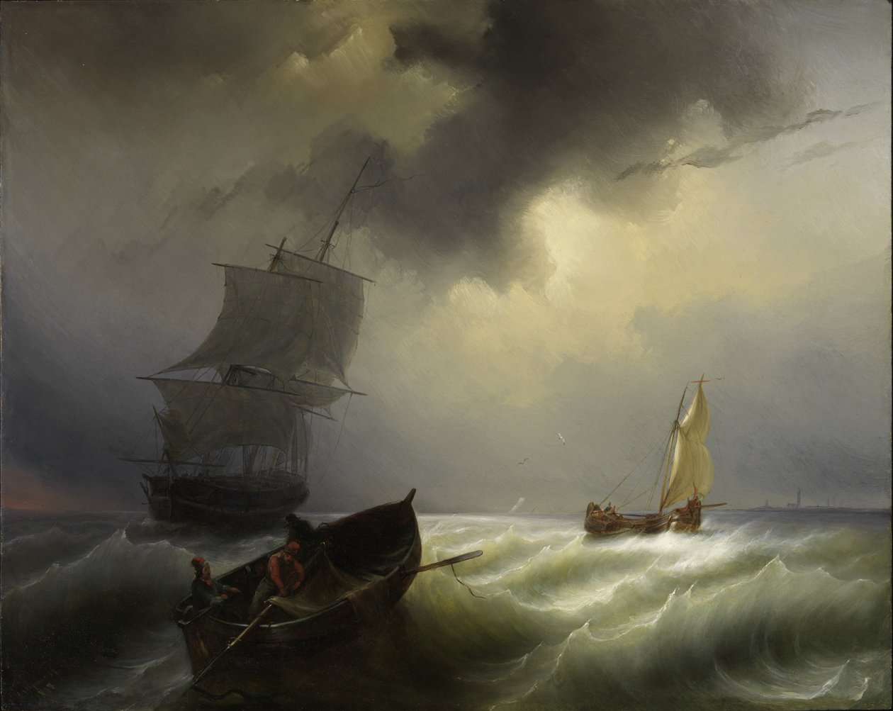 Sert Rüzgarda Denizde Gemiler, 1838 by Pieter Arnout Djixhoorn
