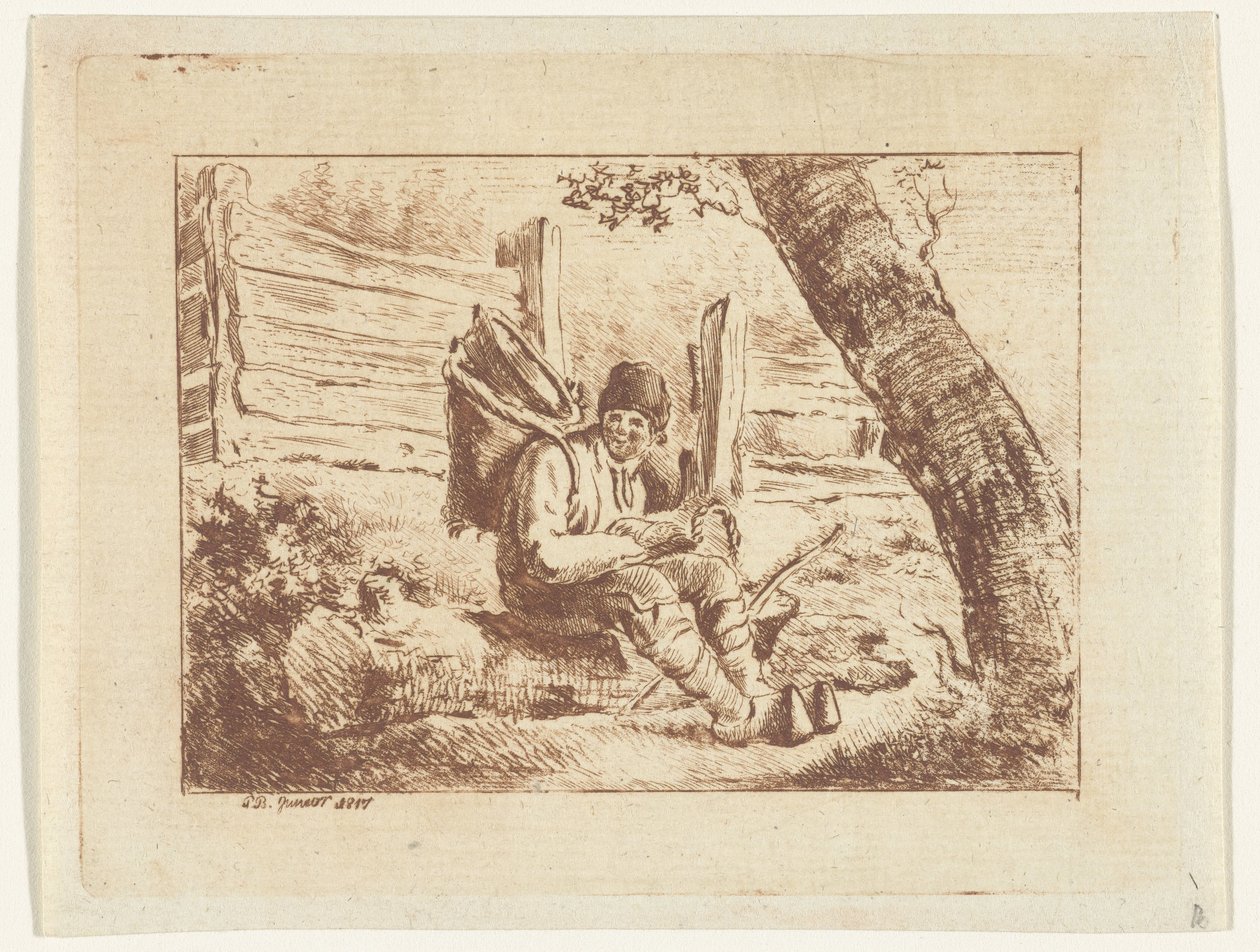 Sırtında sepetle oturan adam by Pieter Barbiers (IV)