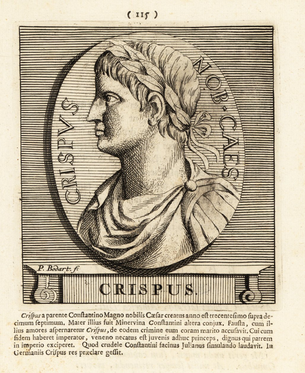 Flavius Julius Crispus, Roma İmparatoru Konstantin Gre, 1724'ün oğlu (gravür) by Pieter Bodart