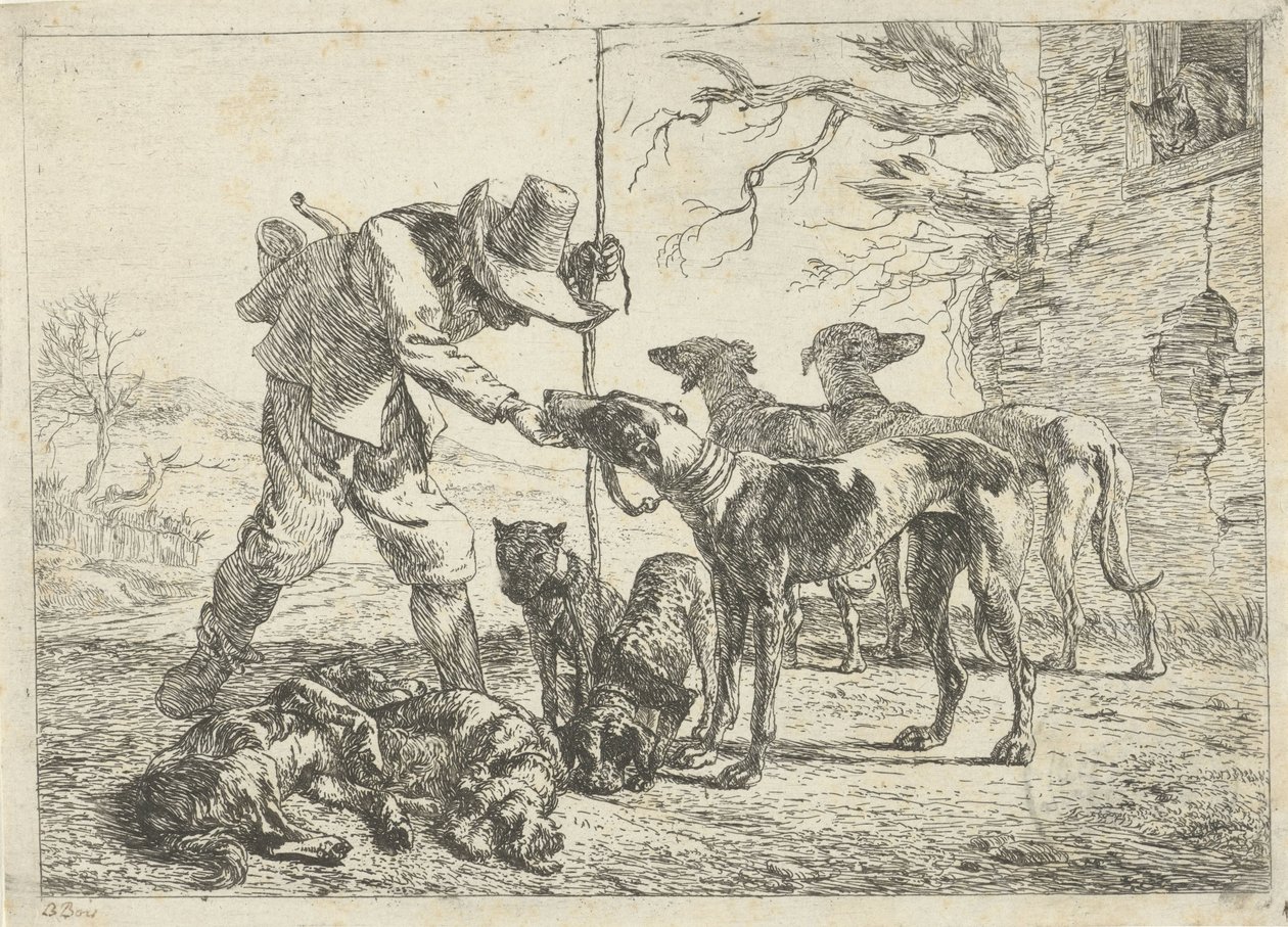 Yedi köpekli avcı Farklı hayvanlar (dizi başlığı) by Pieter Bodding van Laer