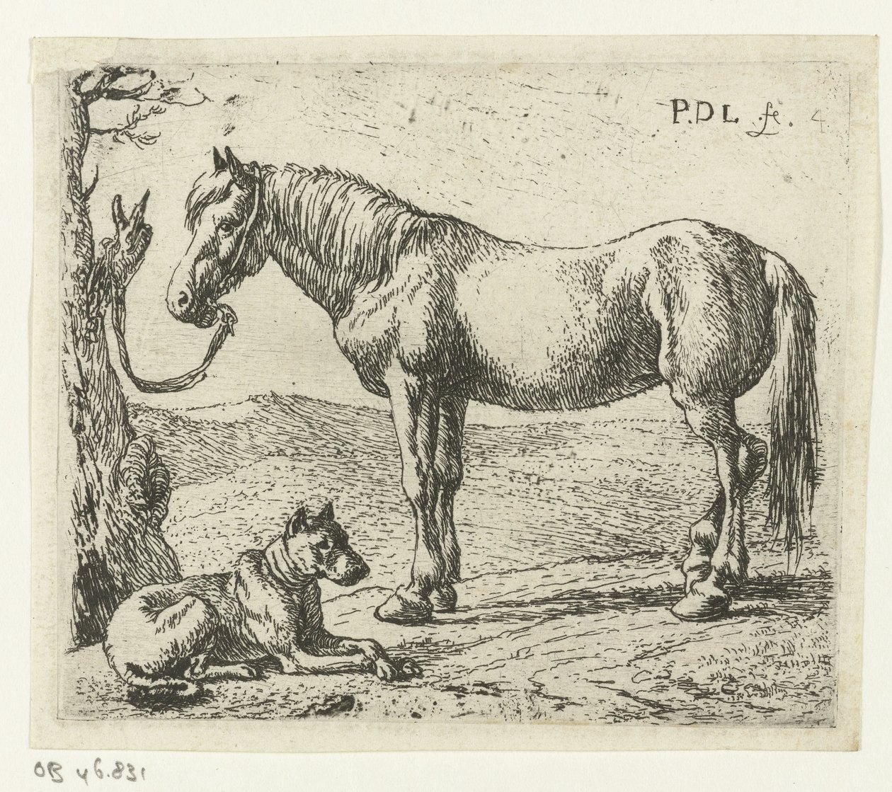 Bir çayırda at ve köpek Atlar (dizi adı) by Pieter Bodding van Laer
