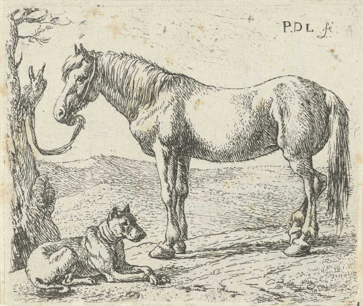 Bir çayırda at ve köpek Atlar (dizi adı) by Pieter Bodding van Laer