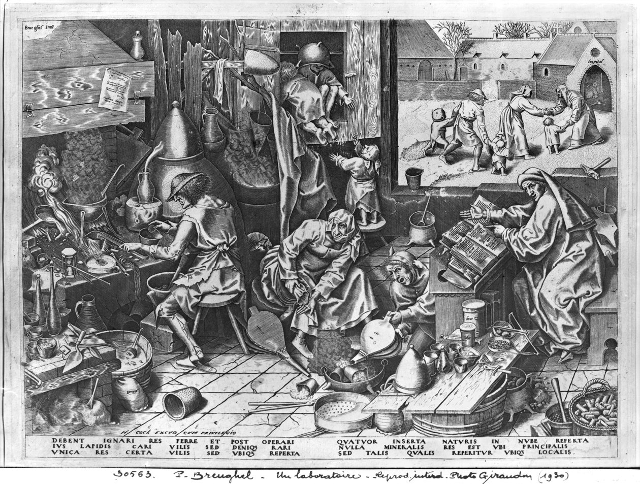Simyacı iş başında, Hieronymus Horoz tarafından oyulmuş (c.1510-70) by Pieter Bruegel the Elder