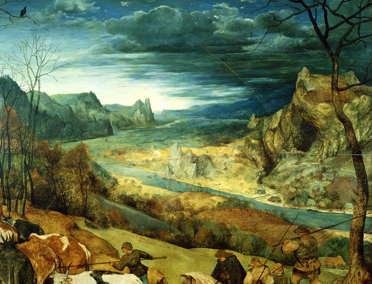 Sürü Sonbaharının Dönüşü, 1565 yağlı boya panel detayı 556 by Pieter Bruegel the Elder