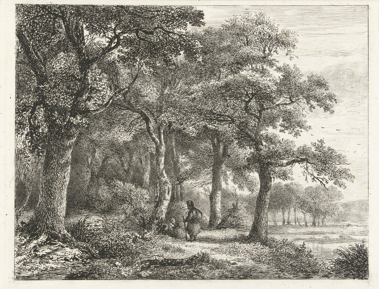 Sırt çantası olan adamla orman manzarası by Pieter Casper Christ