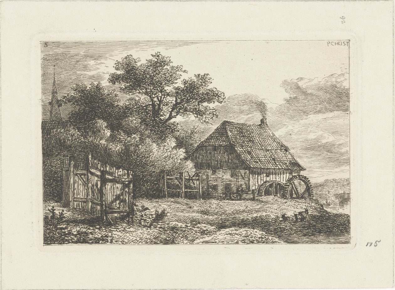 Su değirmeni ile manzara Su manzaraları (dizi başlığı) by Pieter Casper Christ