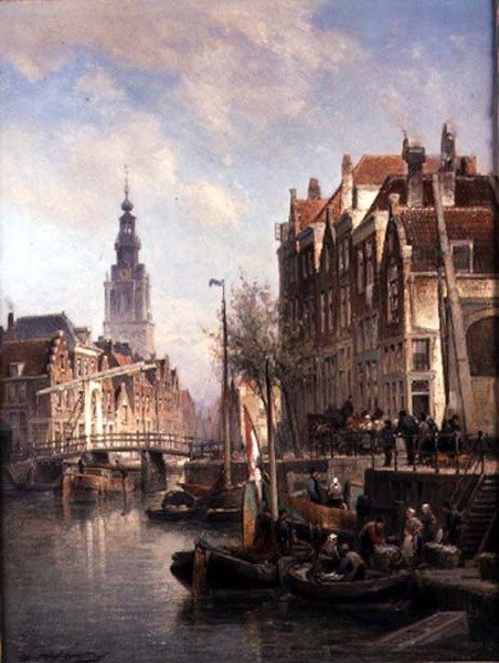 Kanalda Sokak Manzarası by Pieter Christiaan Cornelis Dommelshuizen