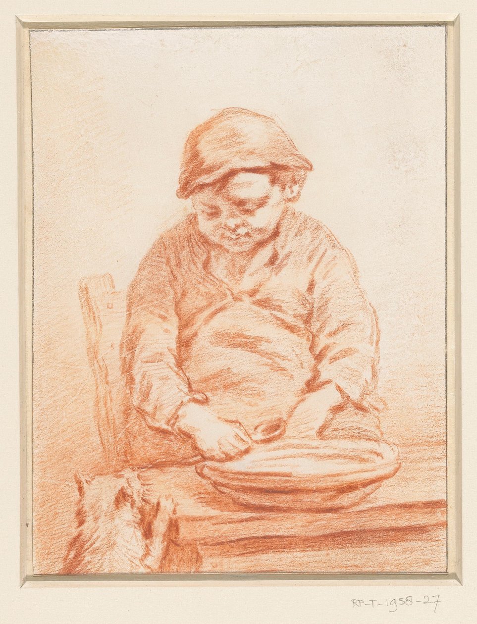 baba, yiyen çocuk, ile, kedi by Pieter Christoffel Wonder
