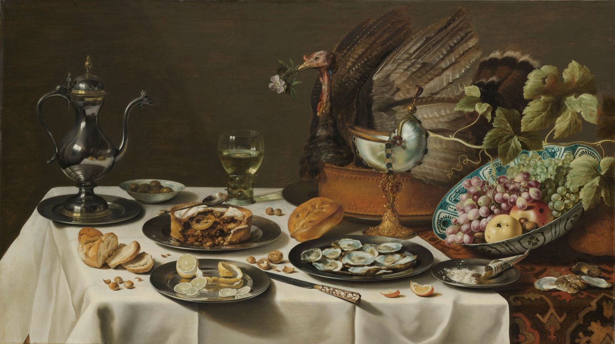 Türkiye Turtası ile Natürmort by Pieter Claesz