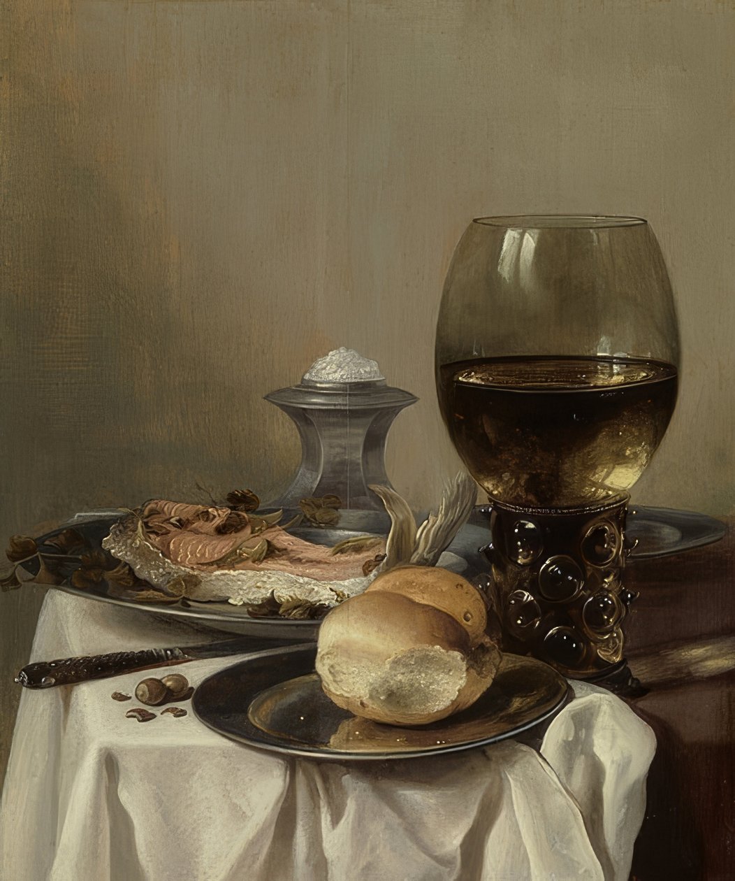 Tuz ile natürmort. 1640-45 civarında by Pieter Claesz