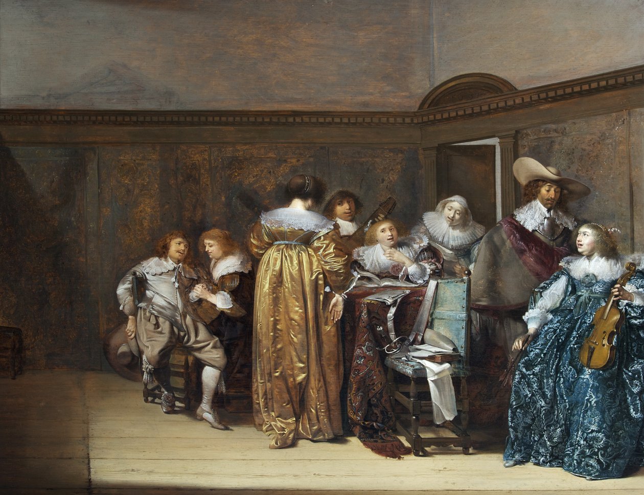 Hollandalı Cavaliers ve Hanımları Müzik Yapıyor by Pieter Codde
