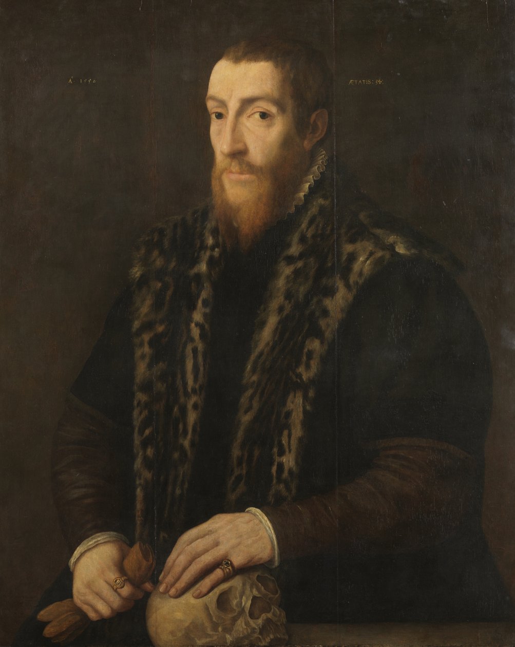 Kafatası Olan Bir Adamın Portresi, 1550 by Pieter Coecke van Aelst