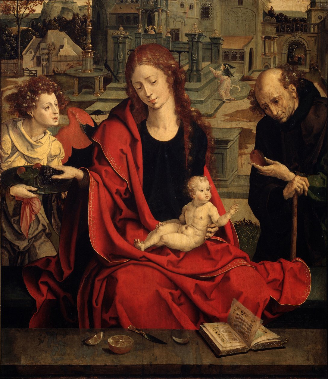Bir Melek ile Kutsal Aile by Pieter Coecke van Aelst