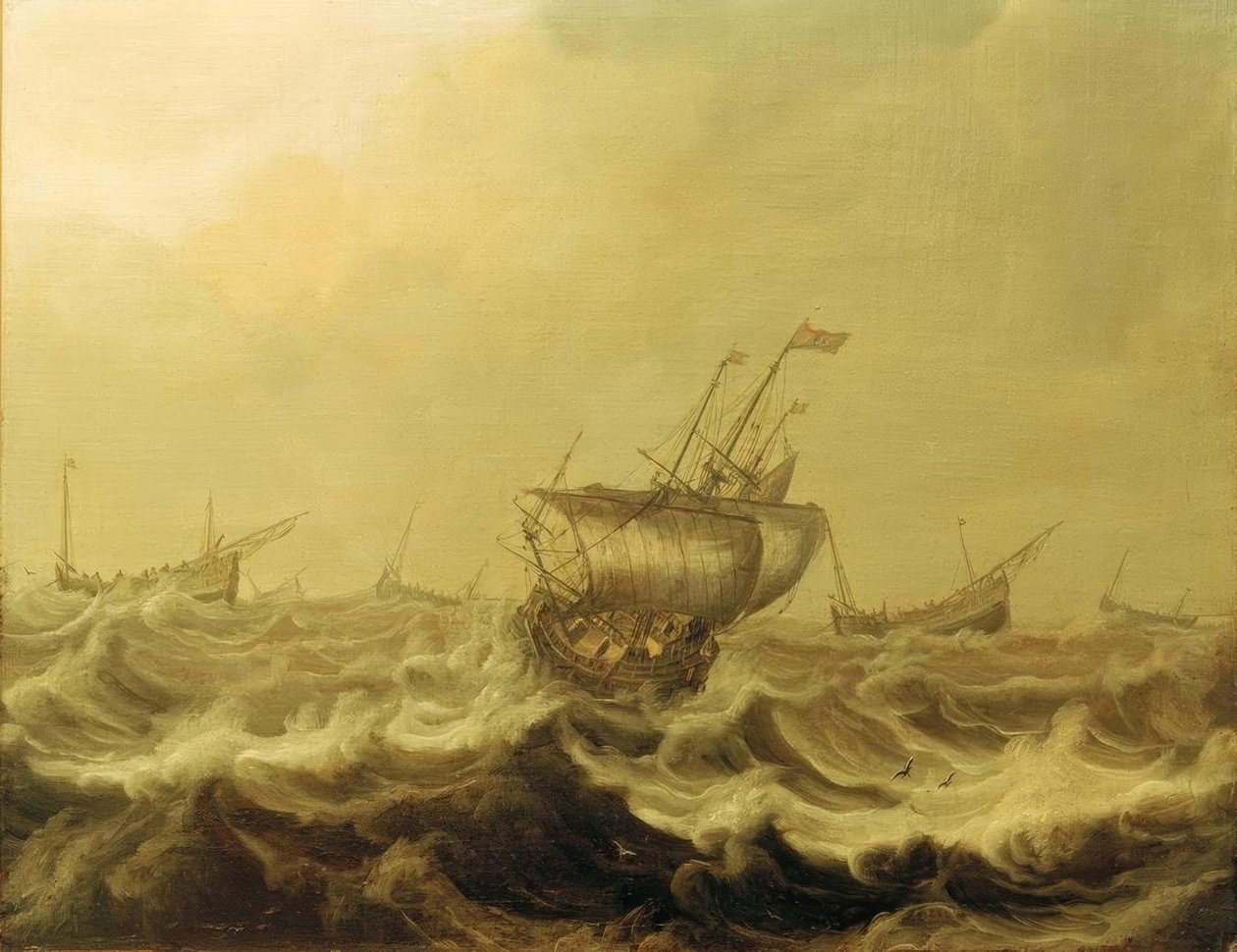 Bir fırtınada gemiler by Pieter Coopse