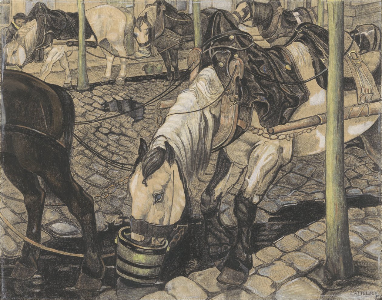 Atlar besleniyor by Pieter Dupont (signed by artist)