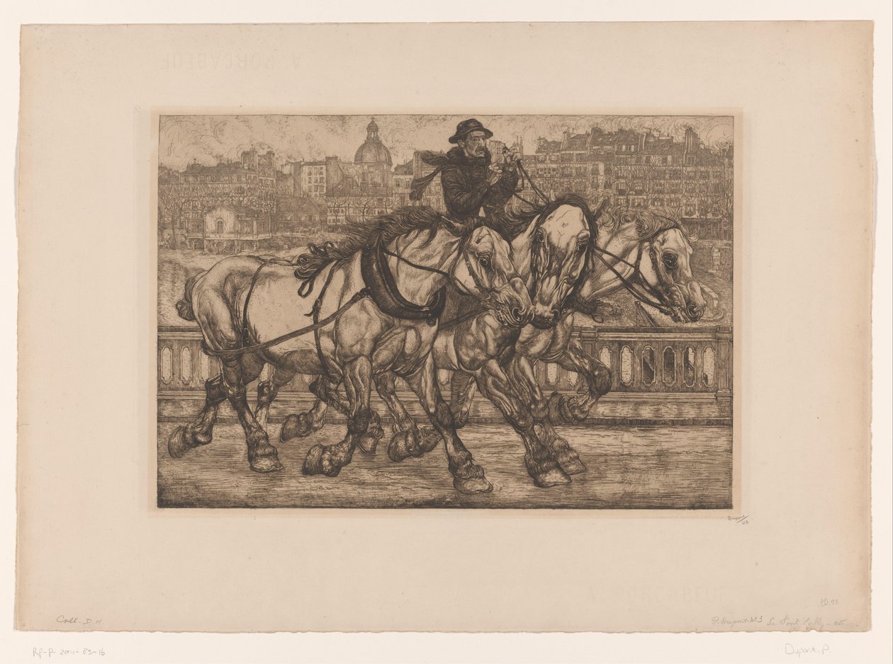 Paris'teki Pont Sully'deki Atlar L'Outillage-Garçon d'Ecurie (orijinal seri adı) by Pieter Dupont (signed by artist)