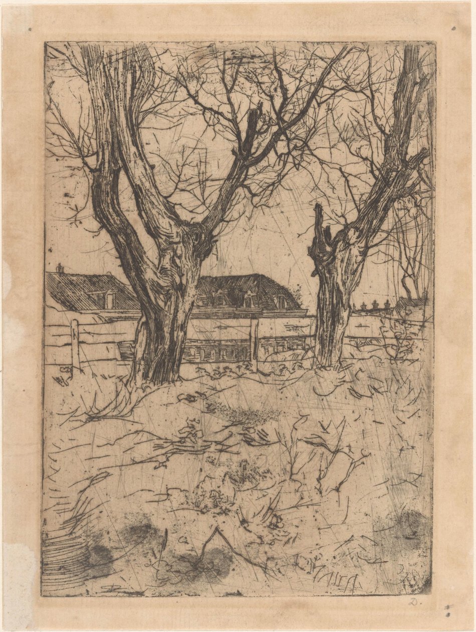 Bir çit için iki pollard söğüt by Pieter Dupont (signed by artist)