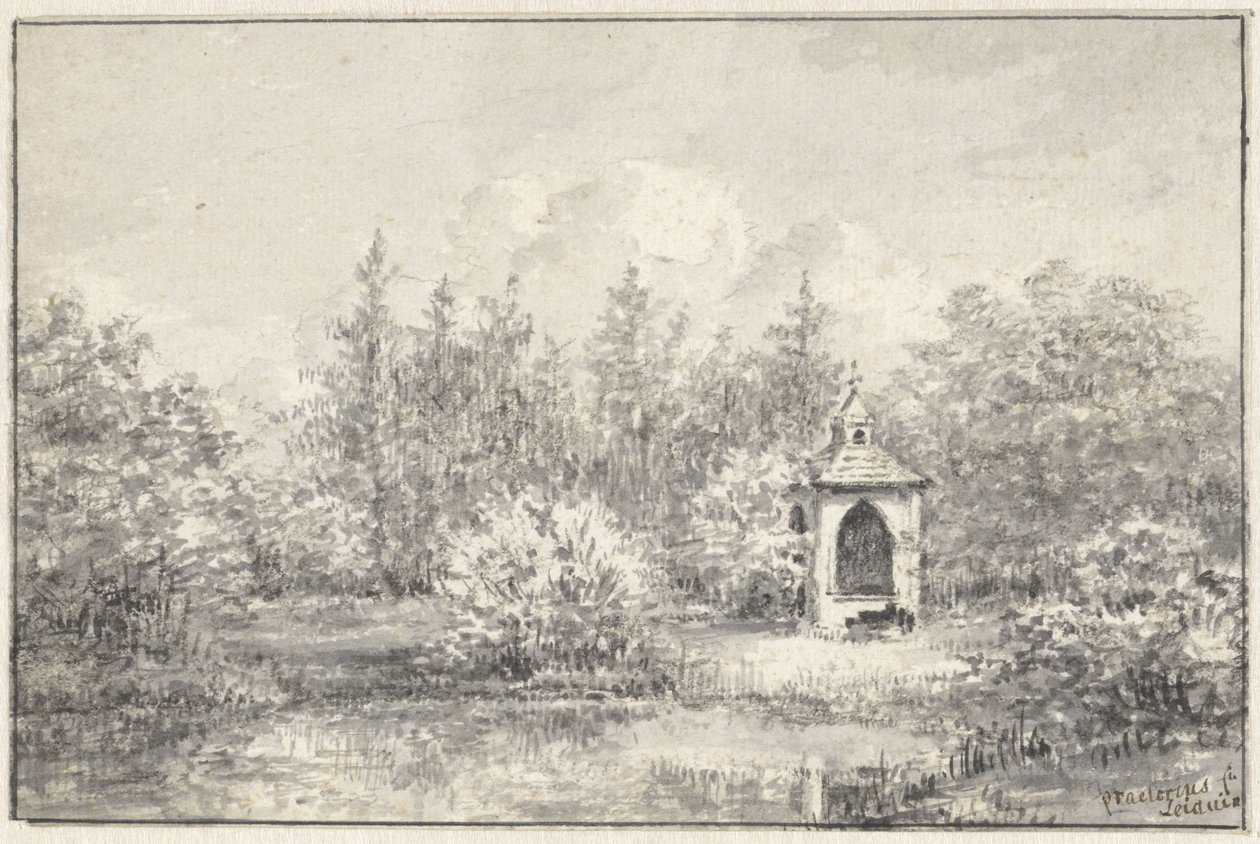 Ağaçların arasında bir ev ile Leiduin parkında görüntüleyin by Pieter Ernst Hendrik Praetorius
