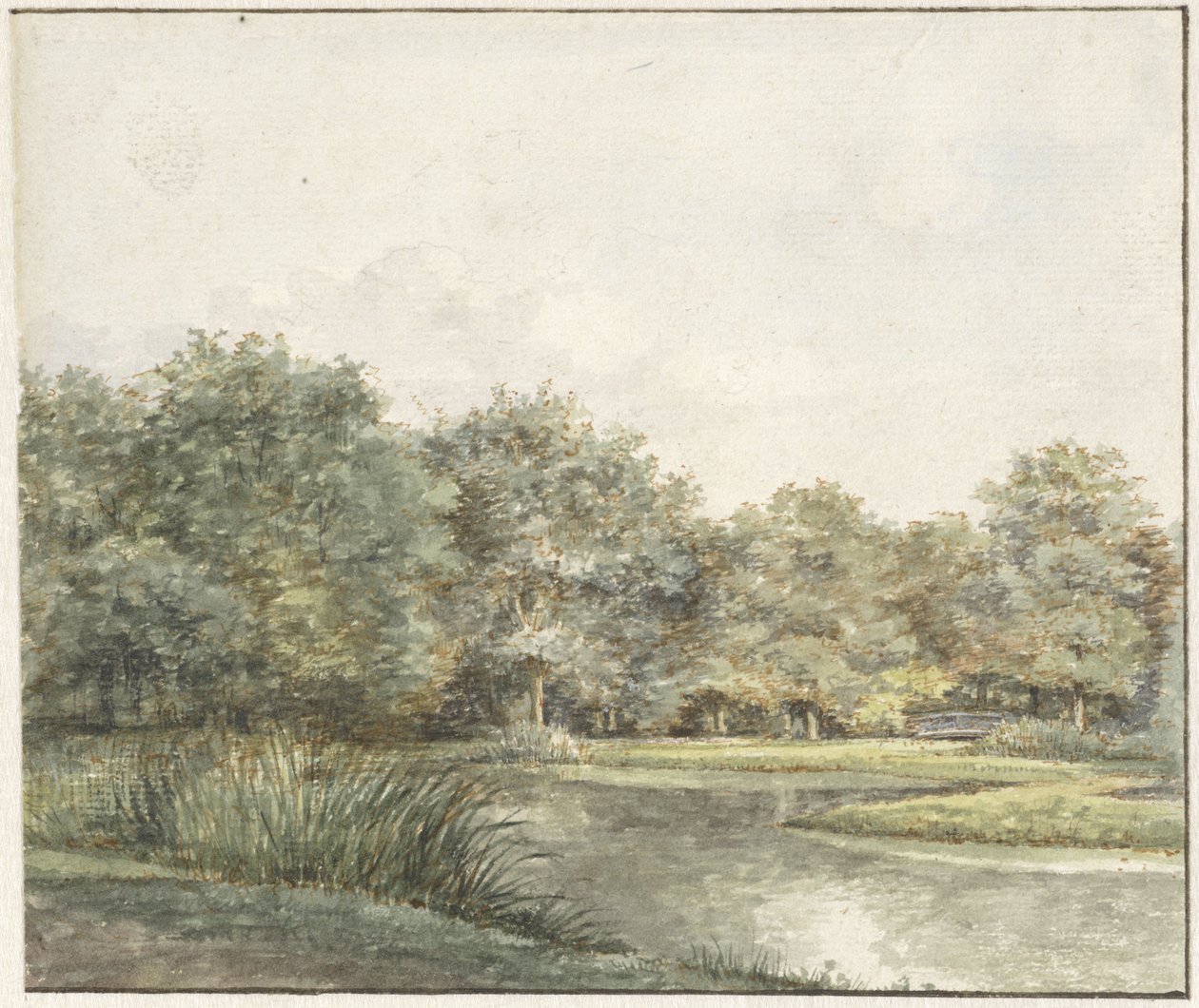 Su üzerinde ağaçlar ile manzara by Pieter Ernst Hendrik Praetorius