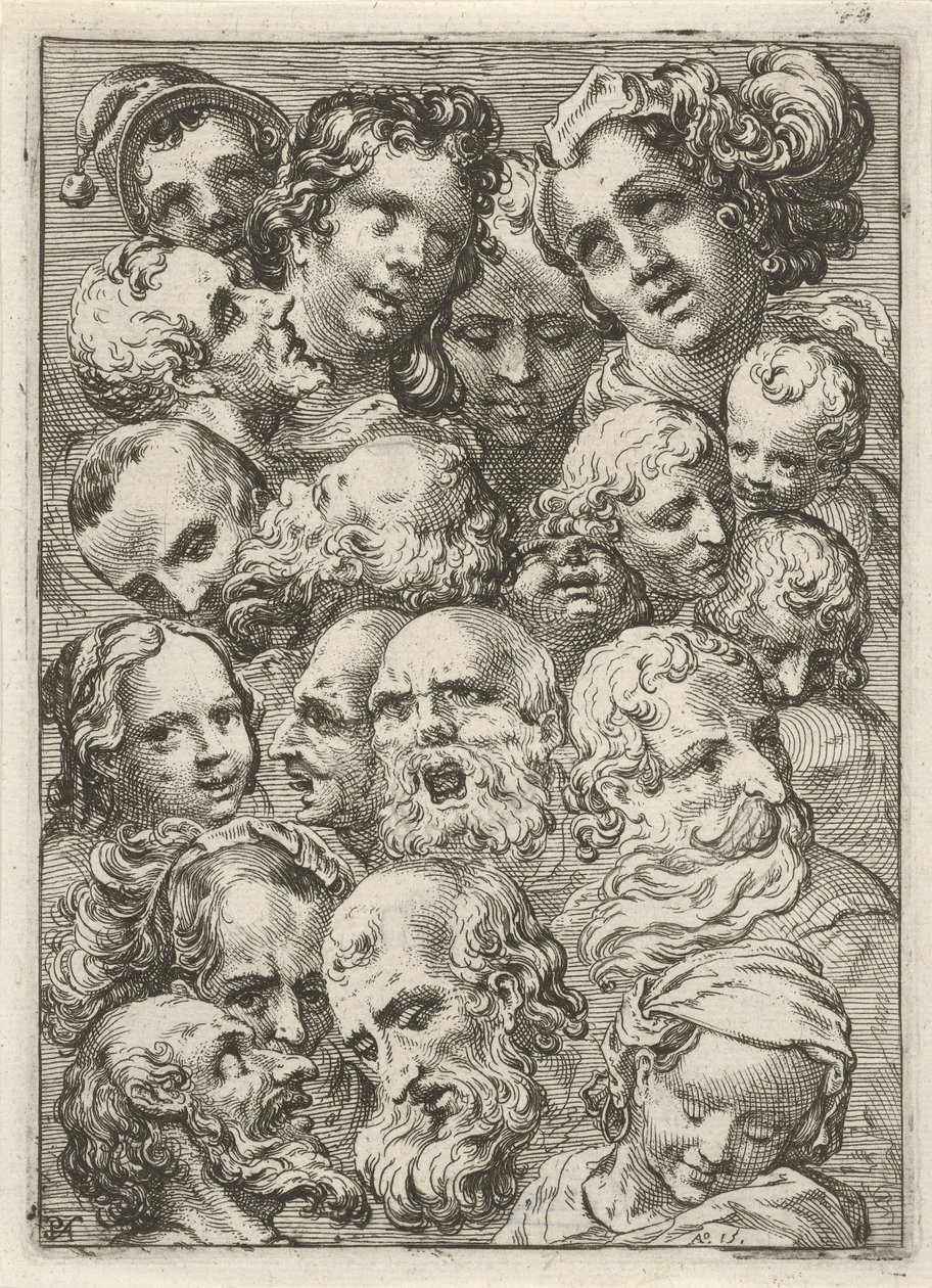 On dokuz başlı çalışma sayfası by Pieter Feddes van Harlingen