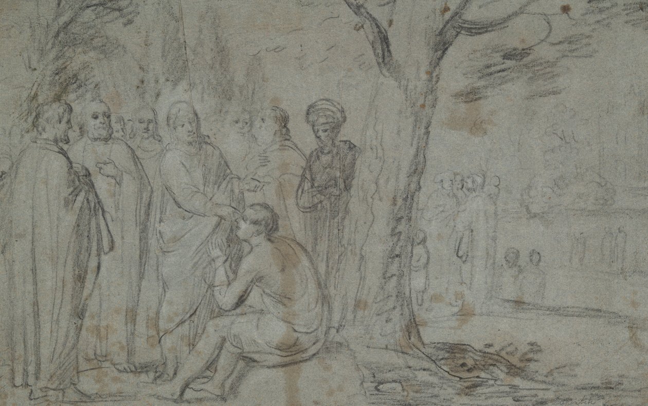 Kör Adamı İyileştiren Mesih (rekto); Venüs ve Aşk Tanrısı (karşı) by Pieter Fransz. de Grebber