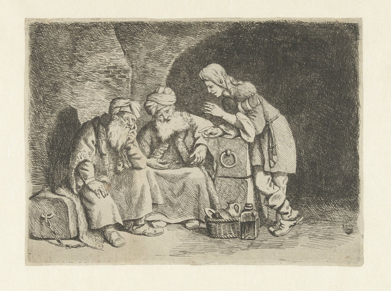 Yusuf, fırıncı ve sakisinin rüyalarını yorumlar. by Pieter Fransz de Grebber