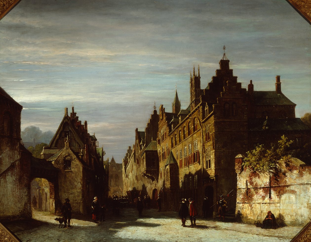 Askerlerle Hollandalı Bir Sokak Sahnesi by Pieter Gerard Vertin