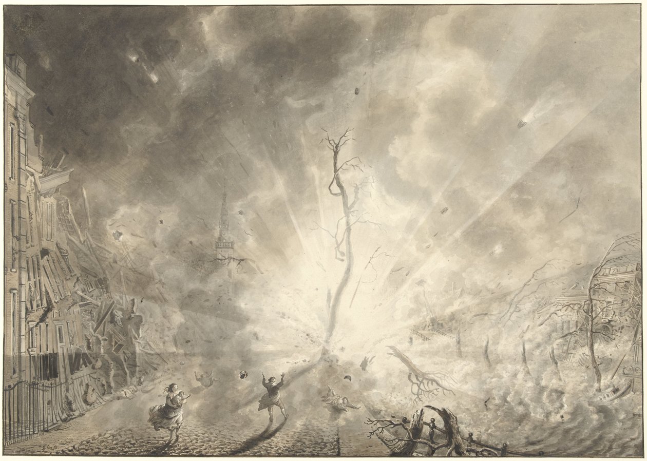Leiden'deki barut faciası, 12 Ocak 1807 by Pieter Gerardus van Os (signed by artist)