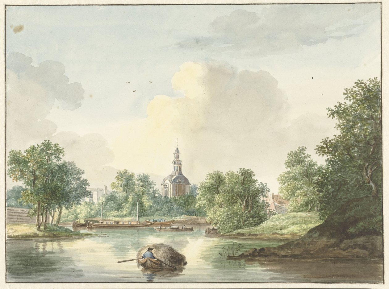 Singel'den görülen Leiden'deki Hogerwoerdse Poort by Pieter Gerardus van Os