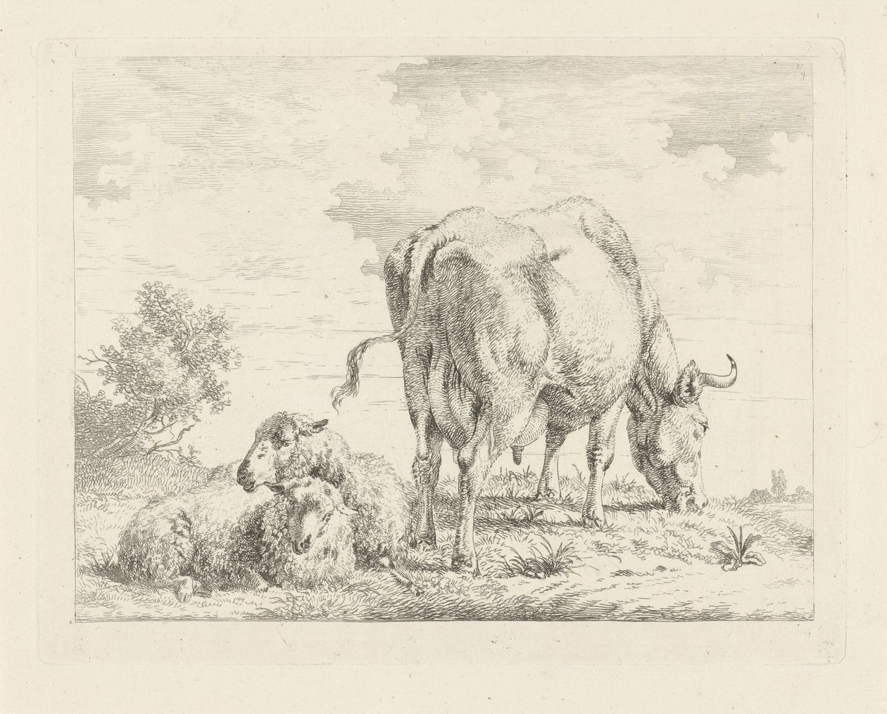 İki koyun ile inek by Pieter Gerardus van Os