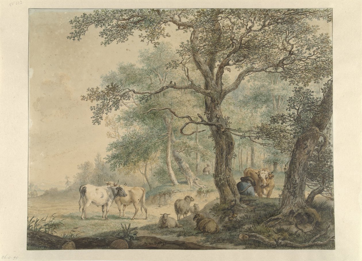 Sığır ile iki çoban ile manzara by Pieter Gerardus van Os