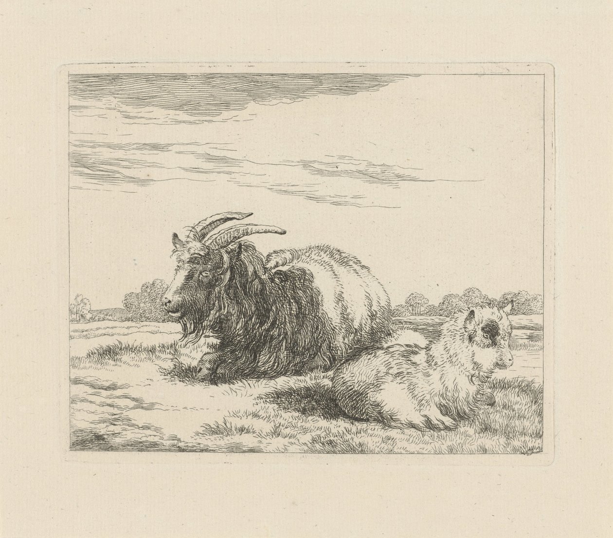 Yatan keçi ve çocuk Koyun ve keçiler (dizi adı) by Pieter Gerardus van Os