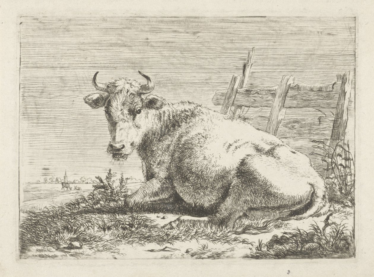 Bir çitin yanında yatan inek İnekler (dizi adı) by Pieter Gerardus van Os