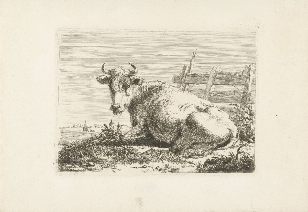 Bir çitin yanında yatan inek İnekler (dizi adı) by Pieter Gerardus van Os