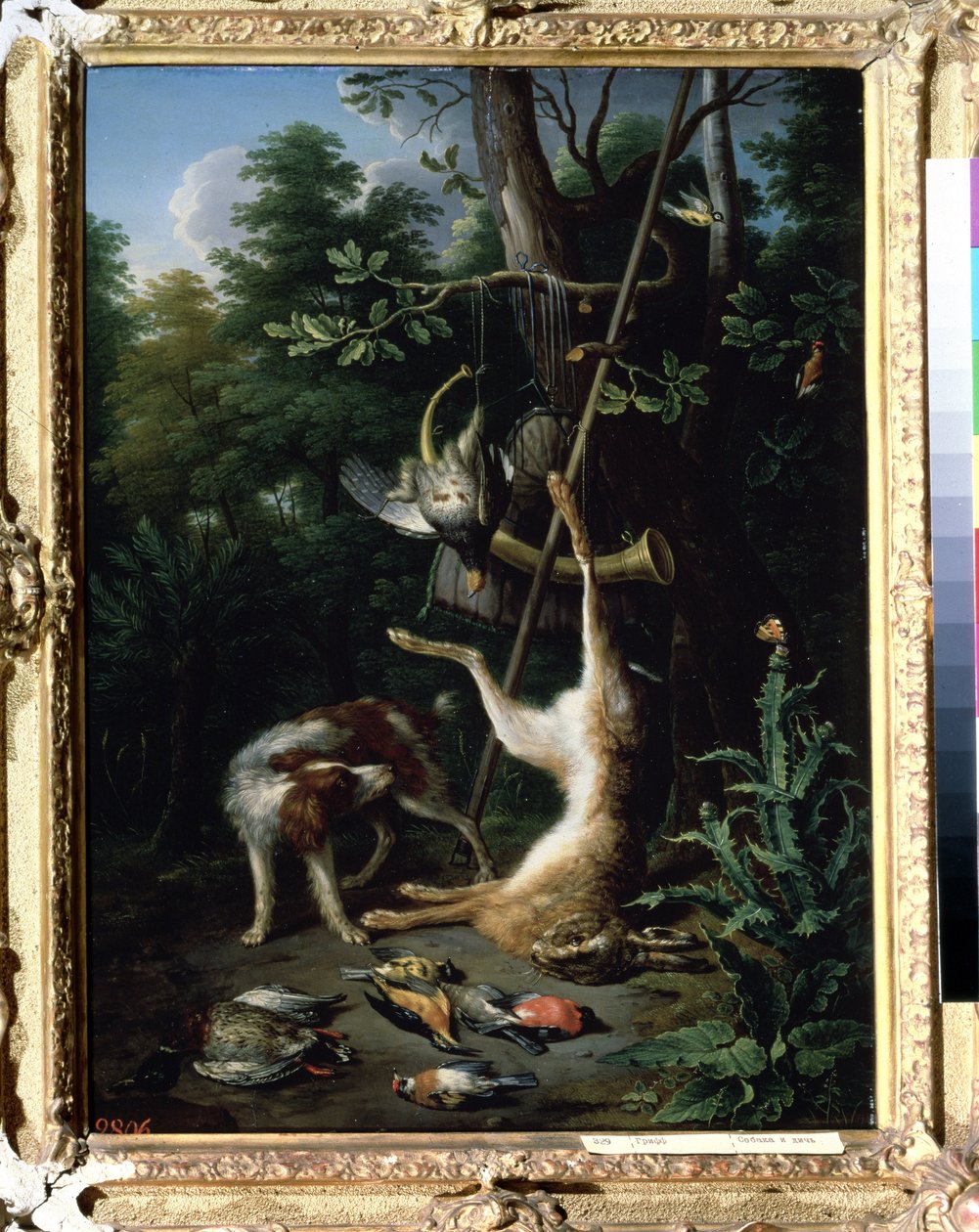 "Av Köpeği ve Av Kuşları" (Köpek Ve Av Kuşları) Tablosu Peter Gysels (1621-1691) 17. Yüzyıl. Puşkin Müzesi, Moskova by Peeter Gijsels
