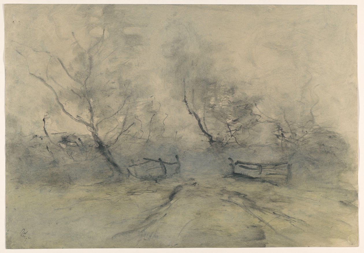 Bir çit ile orman kenarı by Pieter H.J.J. Ras (signed by artist)