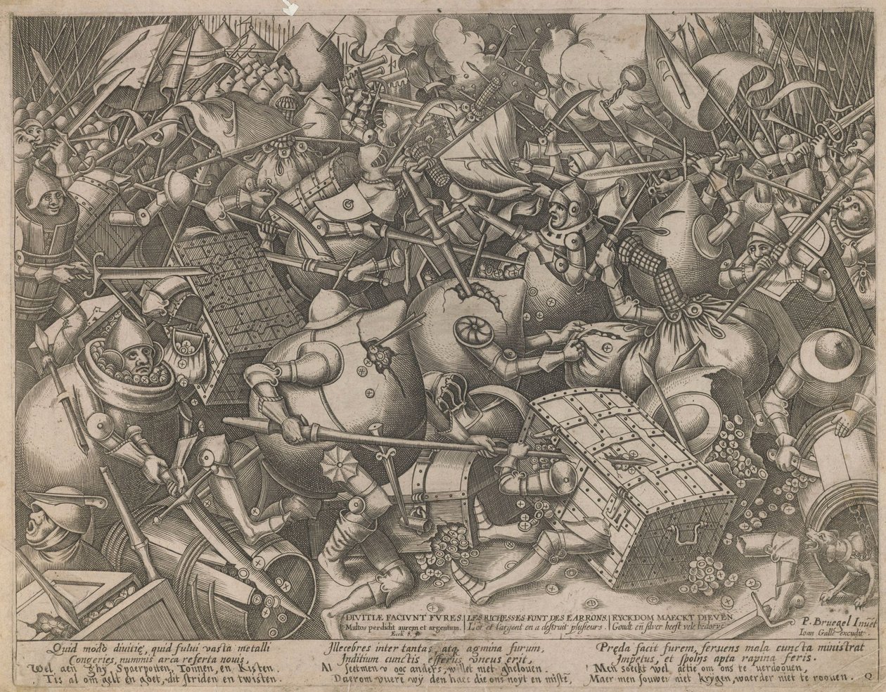 Para Çantaları ve Sandıklar Savaşı, c. 1560 by Pieter Heyden van der