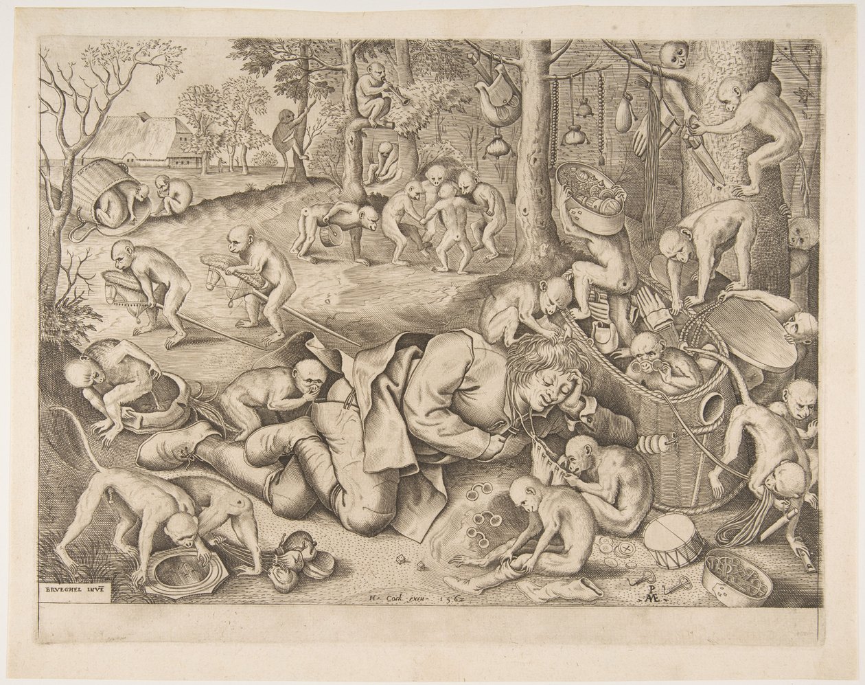 Maymunlar Tarafından Soyulan Tüccar, 1562 by Pieter Heyden van der