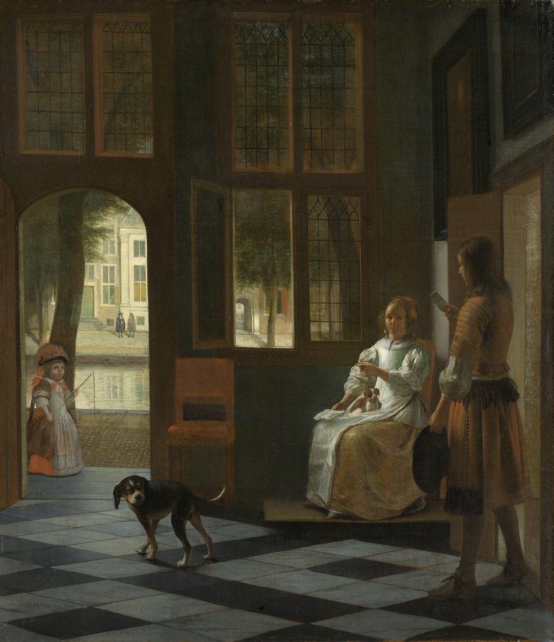 Bir Mektupla Genç Bir Adamı Yöneten Kadın, 1670 by Pieter Hooch de