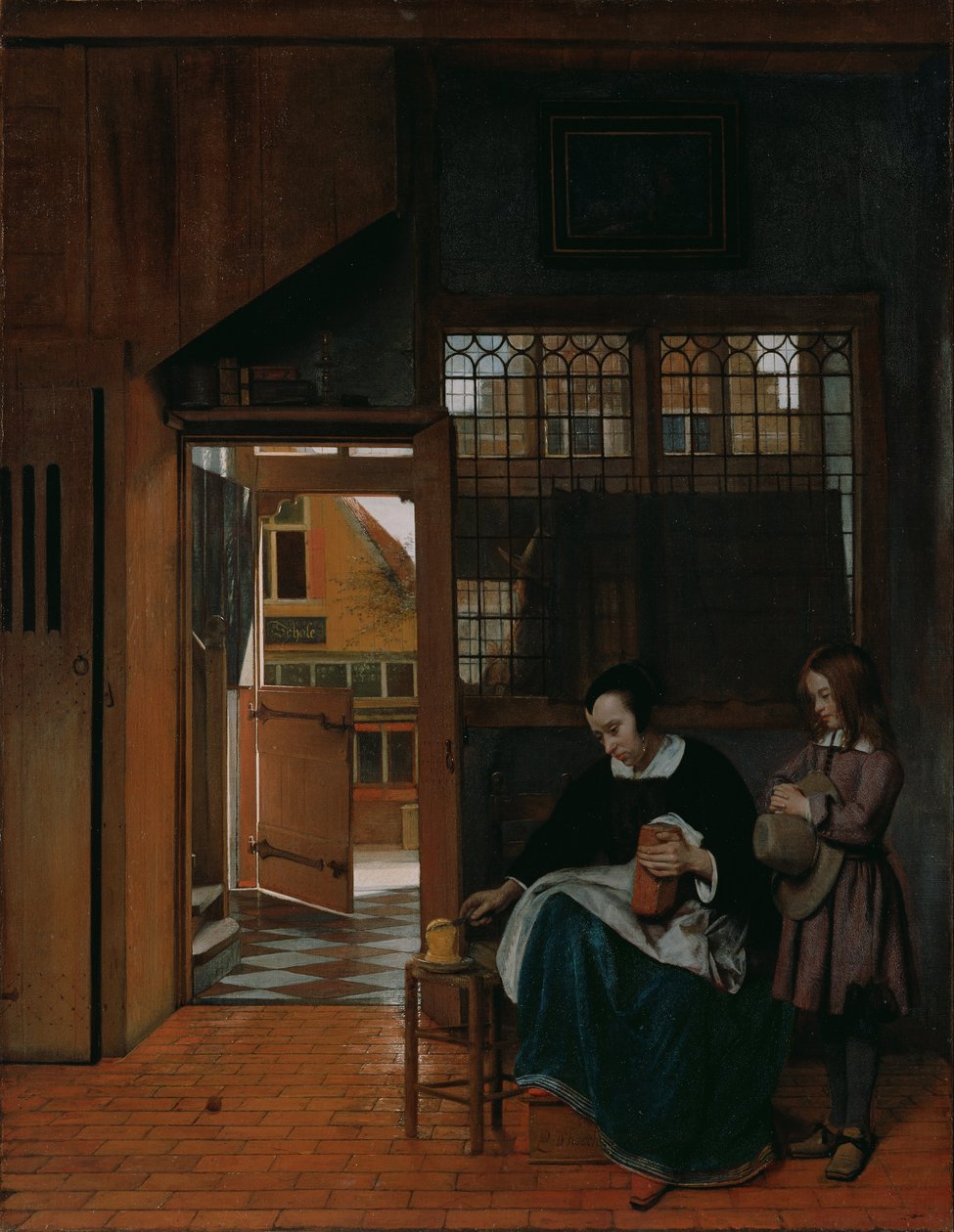 Çocuğa Tereyağı Hazırlayan Kadın, c. 1660 by Pieter Hooch de