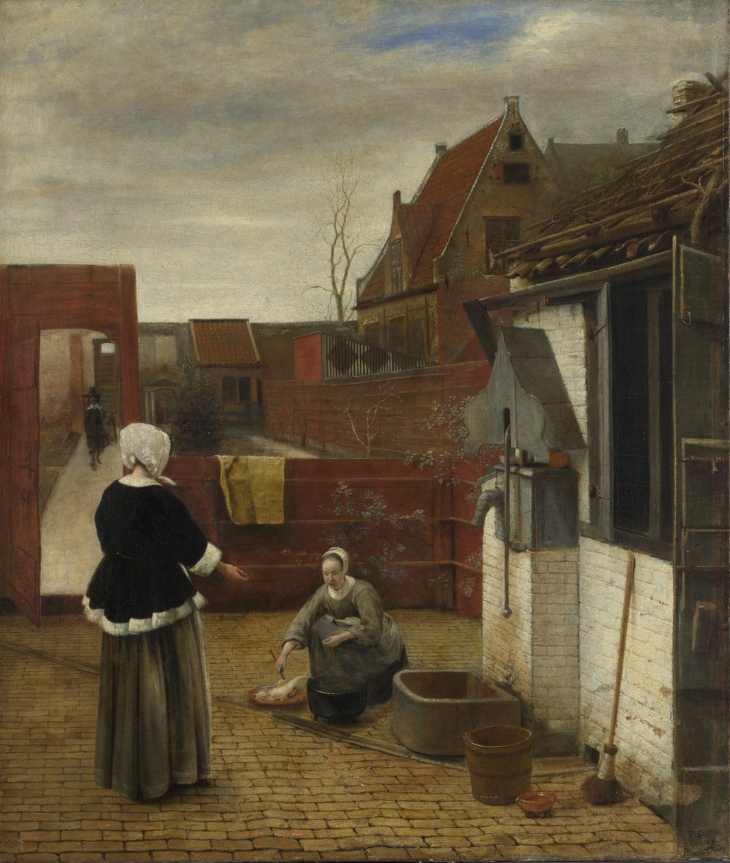 Avluda Bir Kadın ve Hizmetçisi, yaklaşık 1661 by Pieter Hooch de
